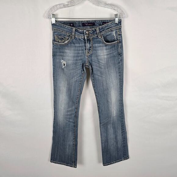 Vigoss Jeans Women's 5/6 28 Blue Medium Wash Fit Bootcut Slight Distressed Fade - Picture 1 of 16